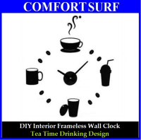Creative Interior Decoration Frameless DIY Wall Acrylic Clock-Tea Time Drinking Design